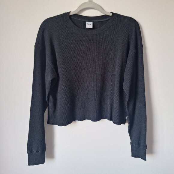 Tna ALAMO Thermal Cropped Long Sleeve Shirt - HEATHER BLACK - Picture 3 of 8